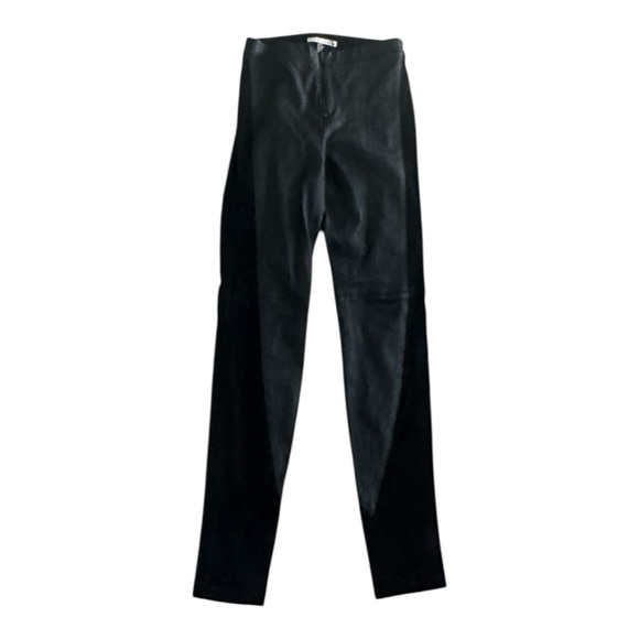 NWT Alice + Olivia Soft Leather Suede Black Leggings Pants Size 2 Sexy Party - Picture 2 of 9